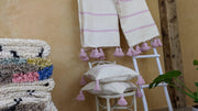 Marokkanische Wolle Pom Pom Decke + 2 Kissenbezüge - KENZA & CO