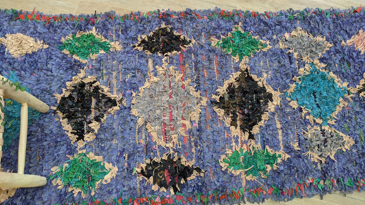 Vintage Boucherouite Teppich - 250 x 105 cm || 8,2 x 3,44 Fuß - KENZA & CO